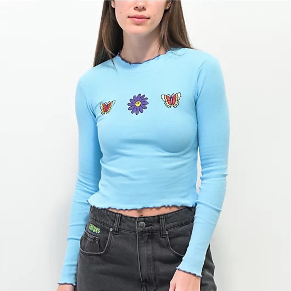 A.LAB amber blue long sleeve crop T-Shirt SZ:M